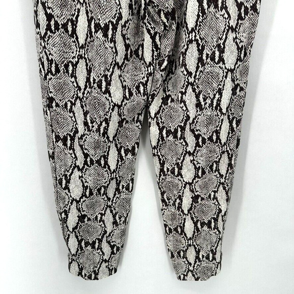 ALC Elijah Python Print Pants Size 2 Brown Ivory Ankle Zip Pull On Preppy Glam - Picture 5 of 12